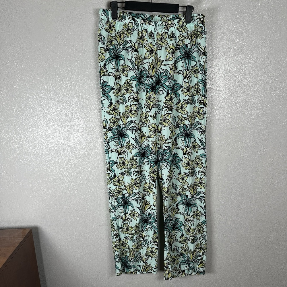 Beach Riot Blue Lagoon Floral Pull On Pants Womens Medium Tropical Swim Cover Up